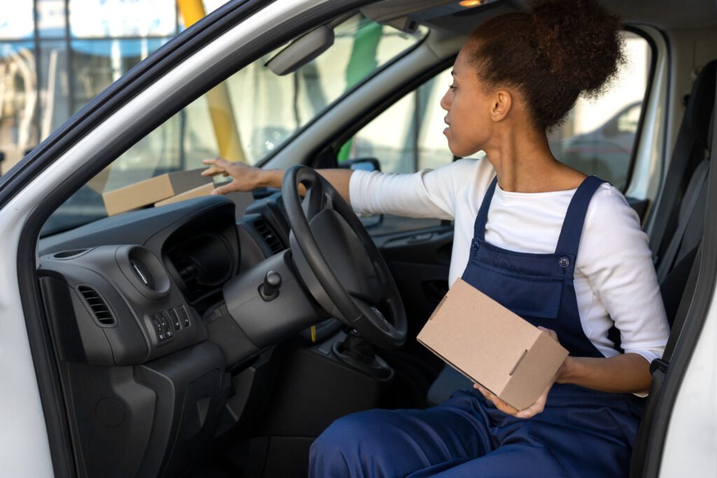 femme dans un utilitaire dans la ville de Bouafle
